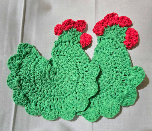 Limited Edition Christmas Chicken Dishcloths-set of 2